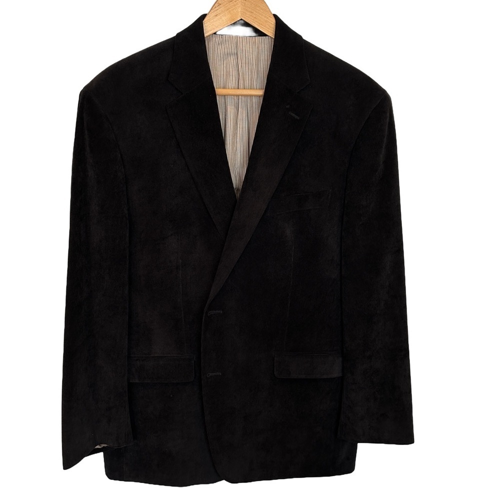 Ralph Lauren Corduroy 2 Button Black Blazer Sport Coat 44 R